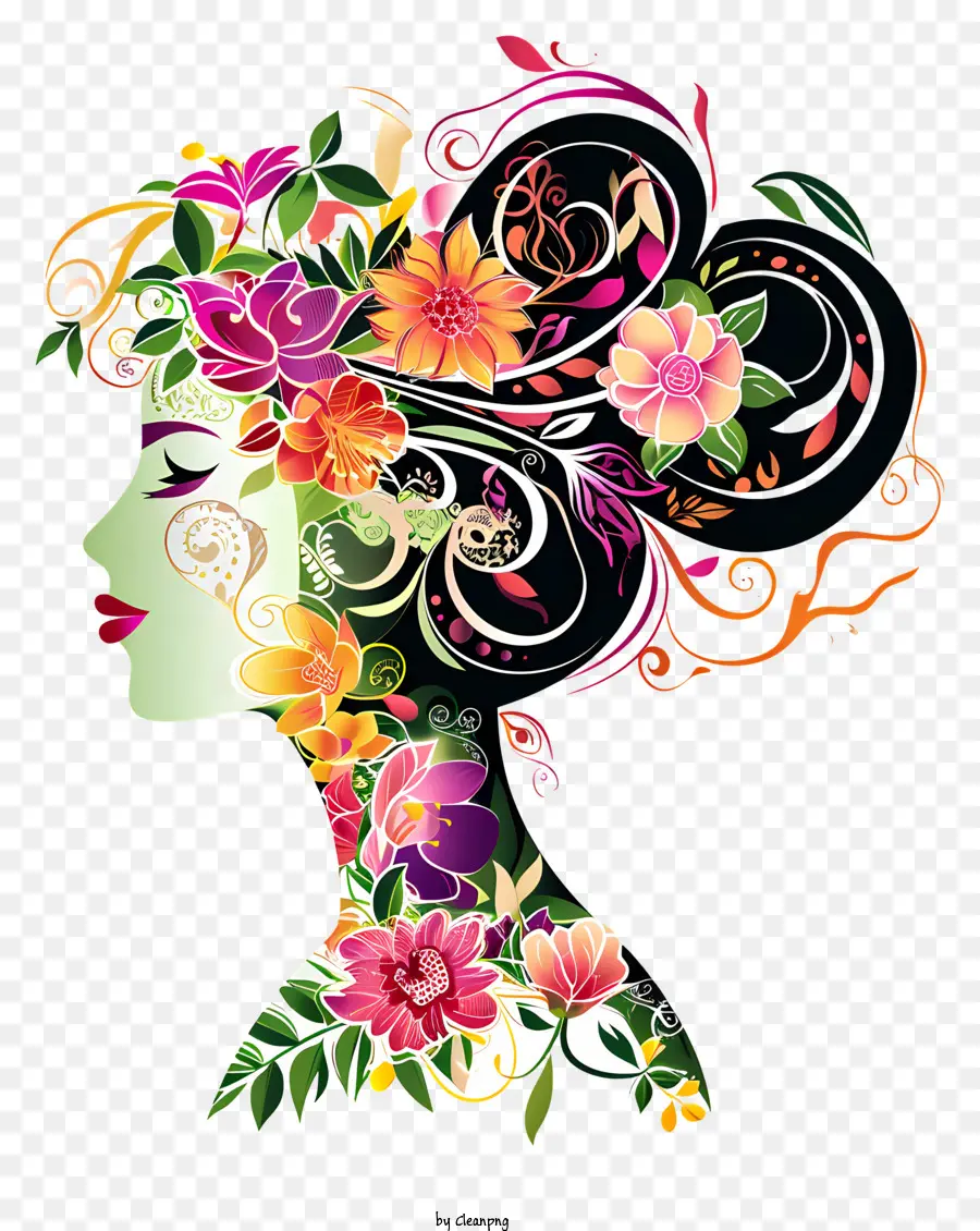 Womens Jour，Conception De Visage Floral PNG