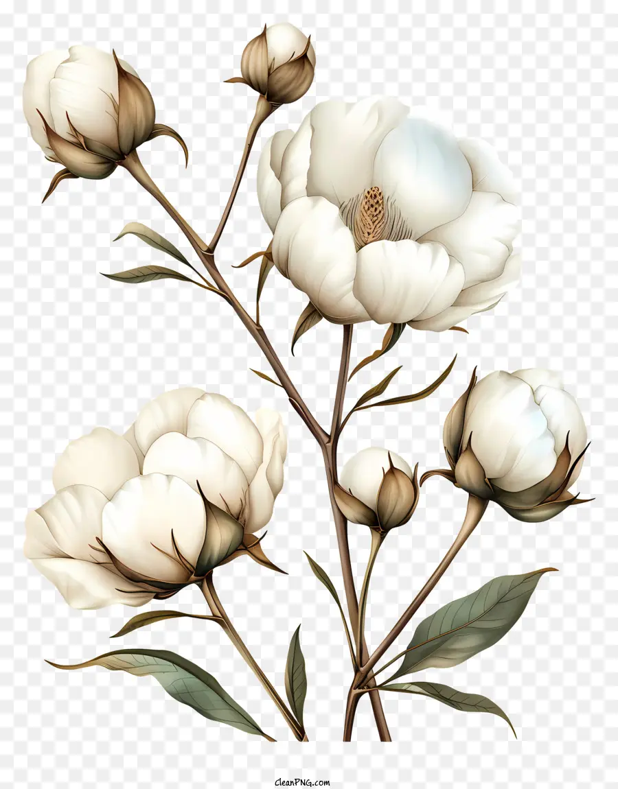 Fleurs De La Plante En Coton，Fleur En Pleine Floraison PNG