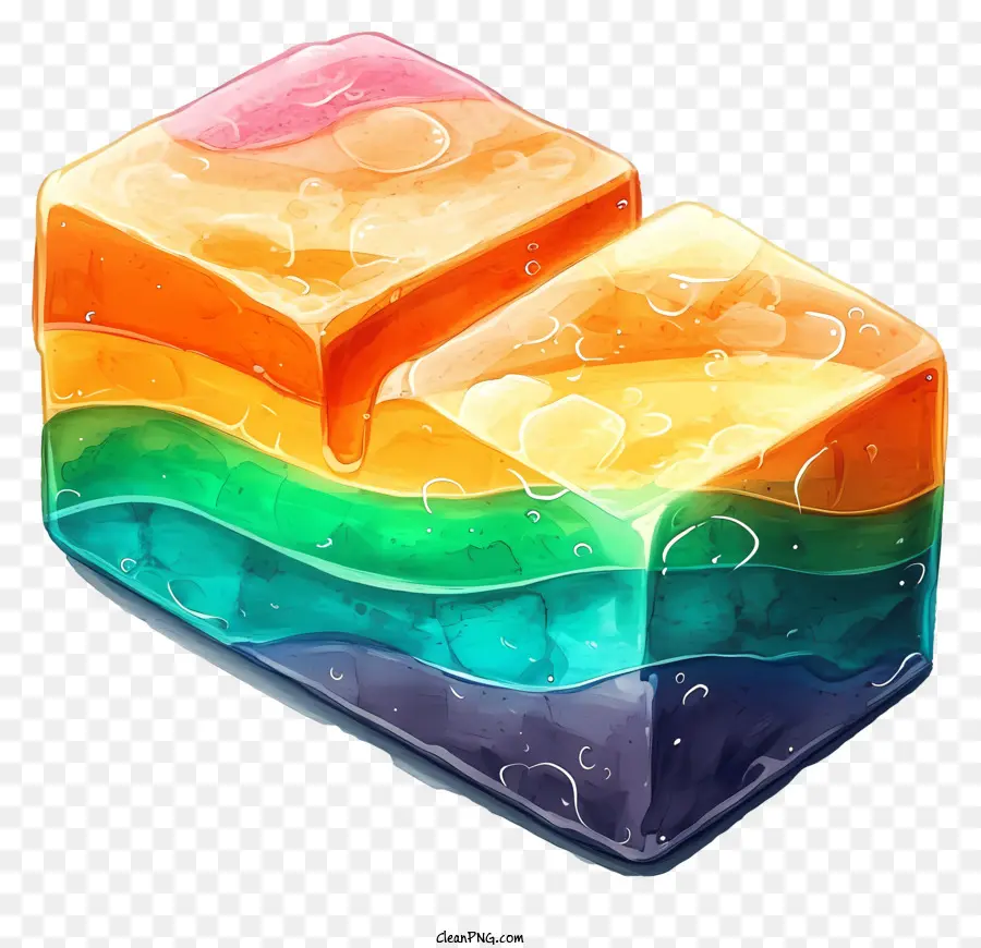 Barre De Savon Aquarelle，Gelée Arc En Ciel PNG