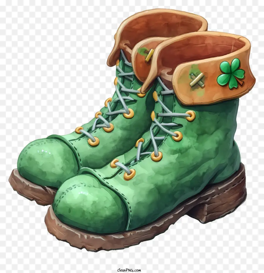 Chaussures De Leprechaun De Style Réaliste，Vert Chaussures PNG