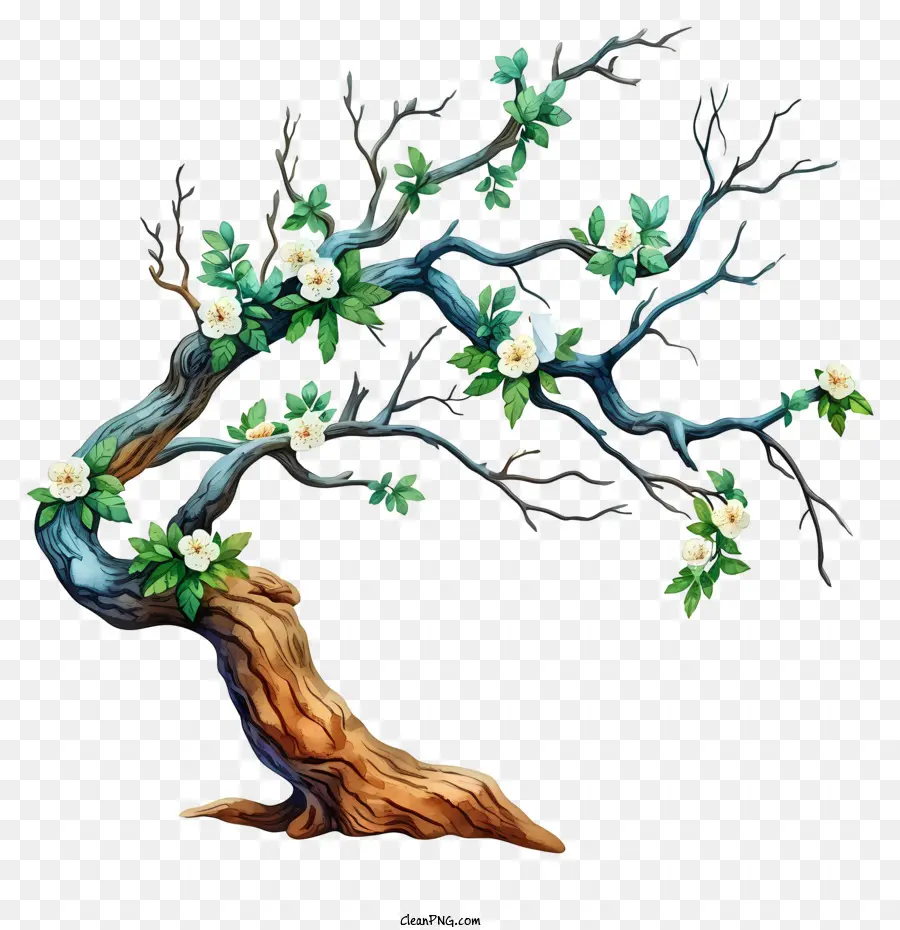 Branche D'arbre à Aquarelle，Arbre Illustration PNG