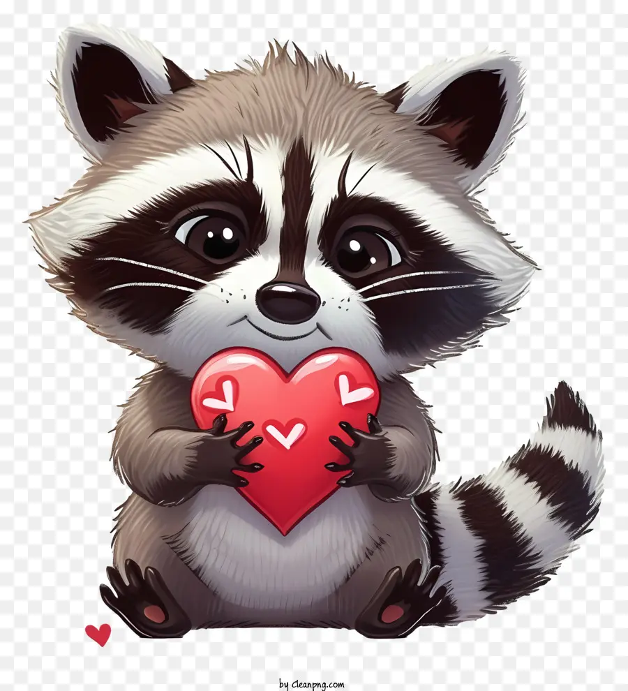 Valentine Raccoon Vector 3d，Mignon Raton Laveur PNG