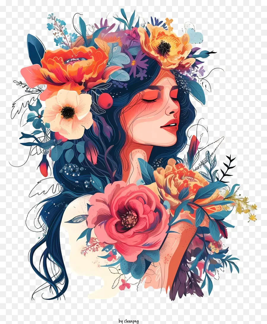 Femme Et Fleurs，Femme Avec Des Fleurs PNG