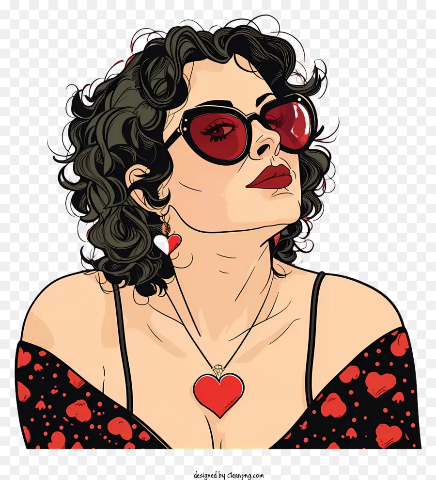 Femme De Mode De Dessin Animé，Femme Avec Des Lunettes De Soleil PNG