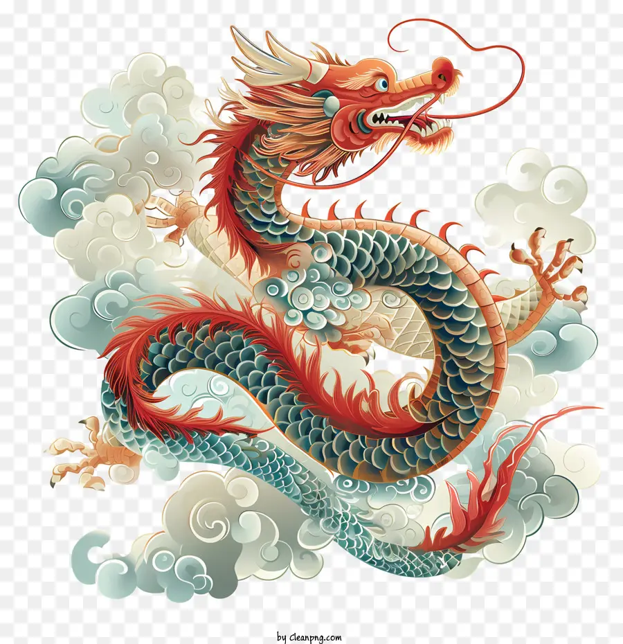 Nouvel An Chinois，Coloré Dragon PNG