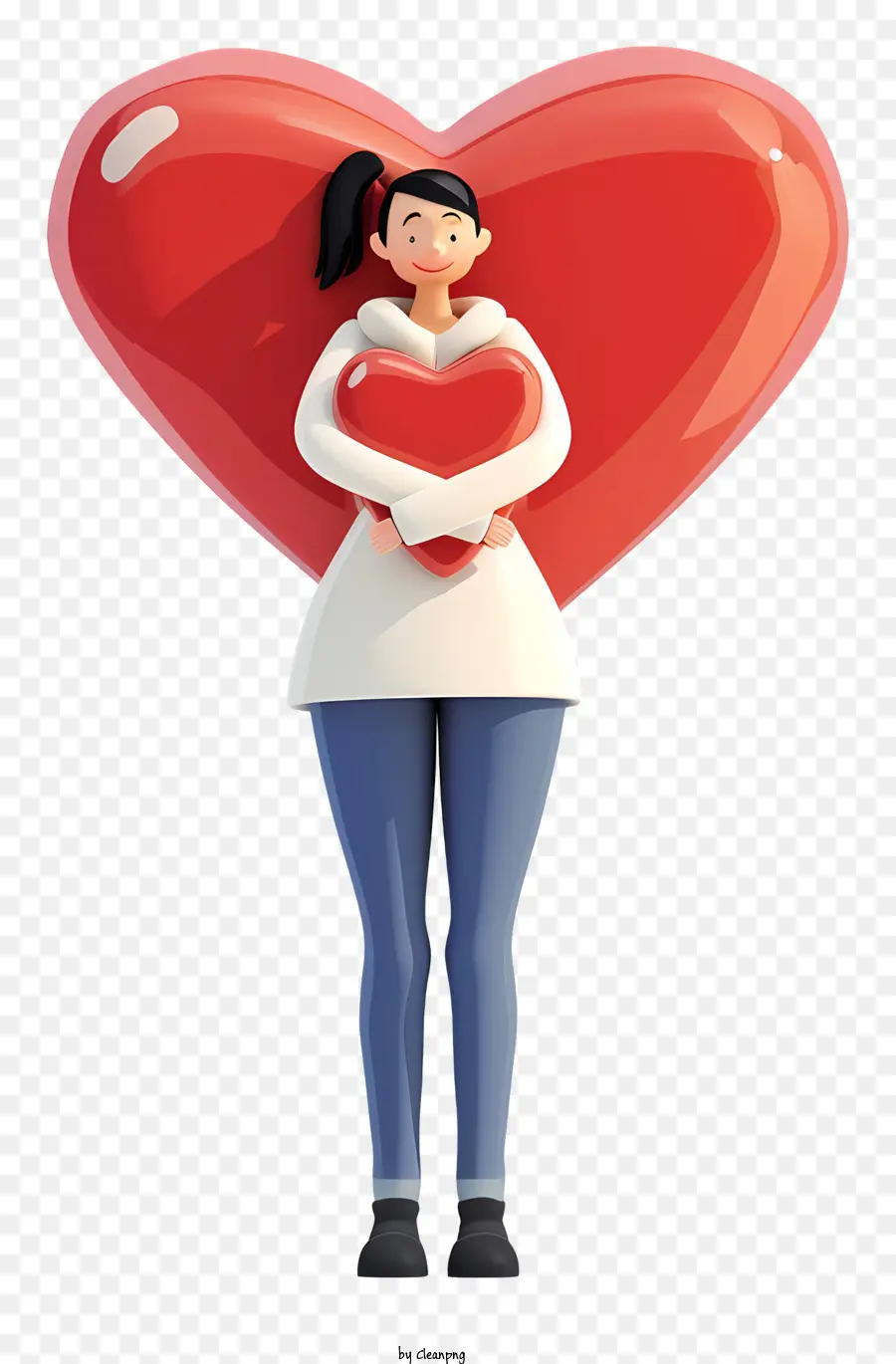 Dessin Animé 3d Personnes Avec Coeur D'amour，Femme PNG