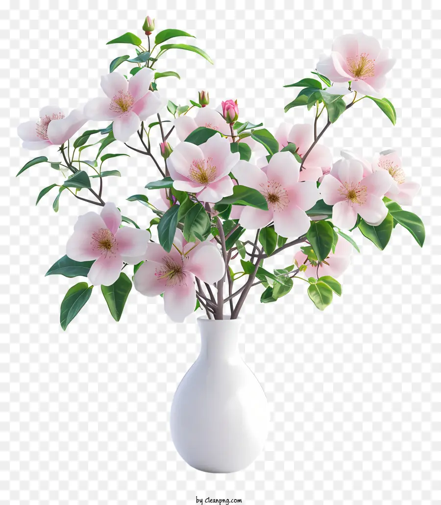 Fleur D'églantier，Fleurs Roses Dans Un Vase Blanc PNG