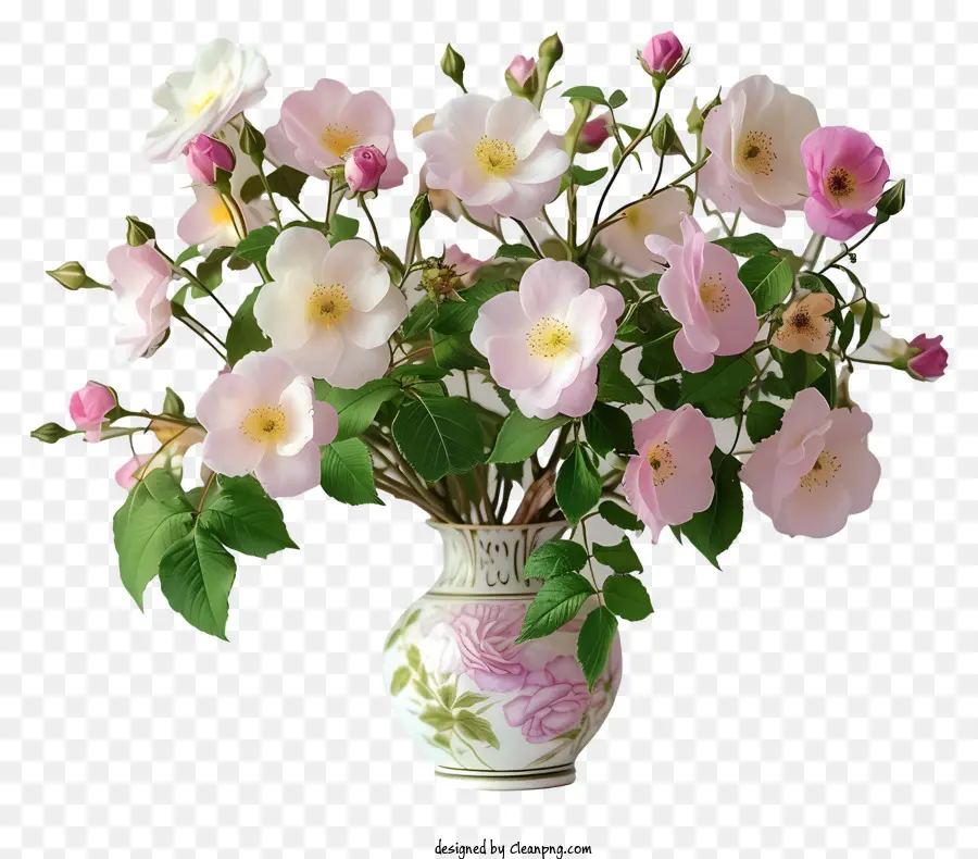 Chine Rose Flower，Vase PNG