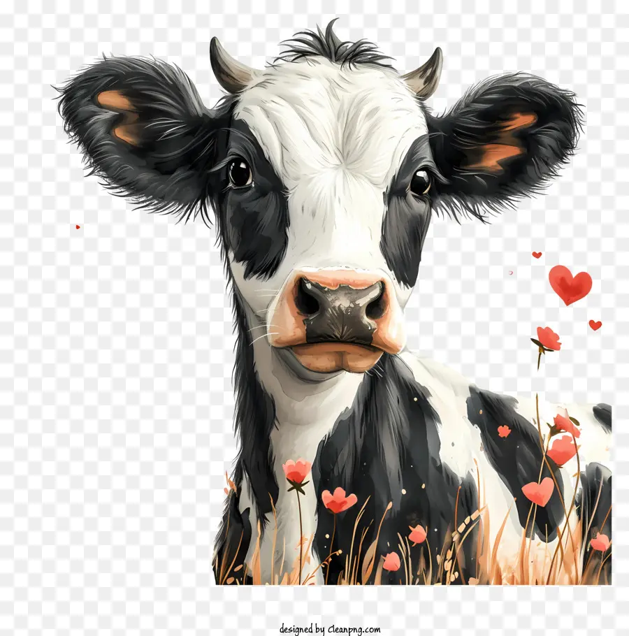 Portrait De Vache，Vache Peinture PNG