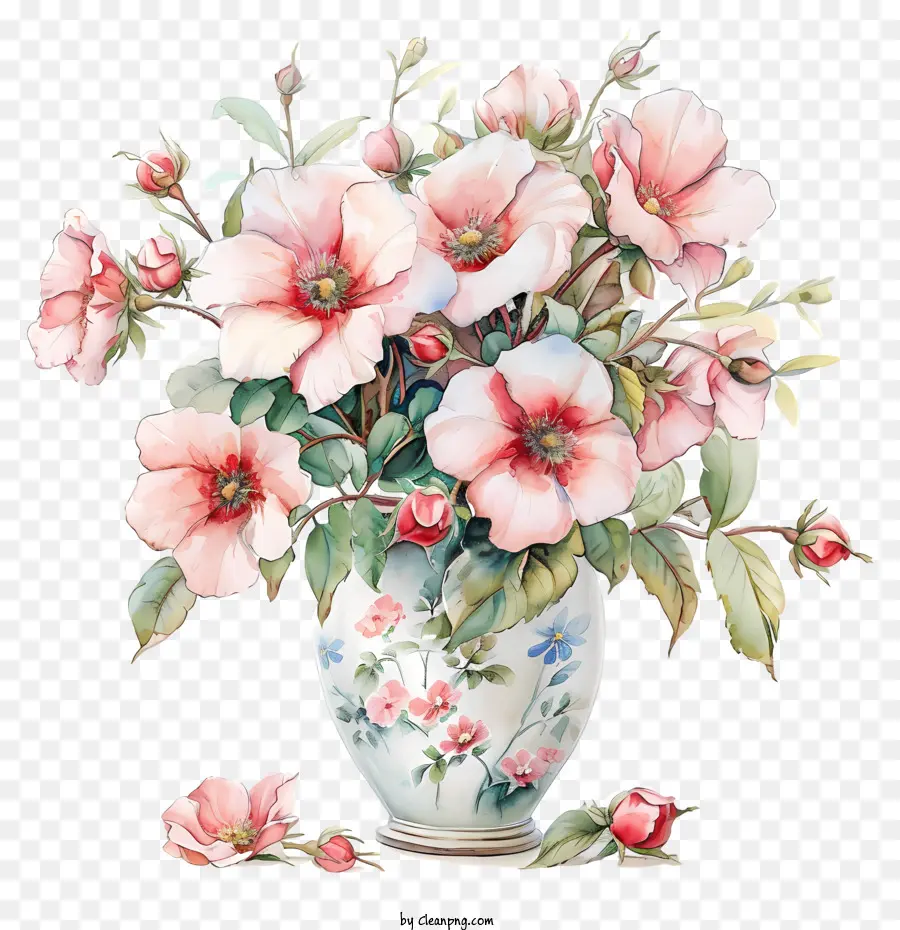 Chine Rose Flower，Illustration Aquarelle PNG