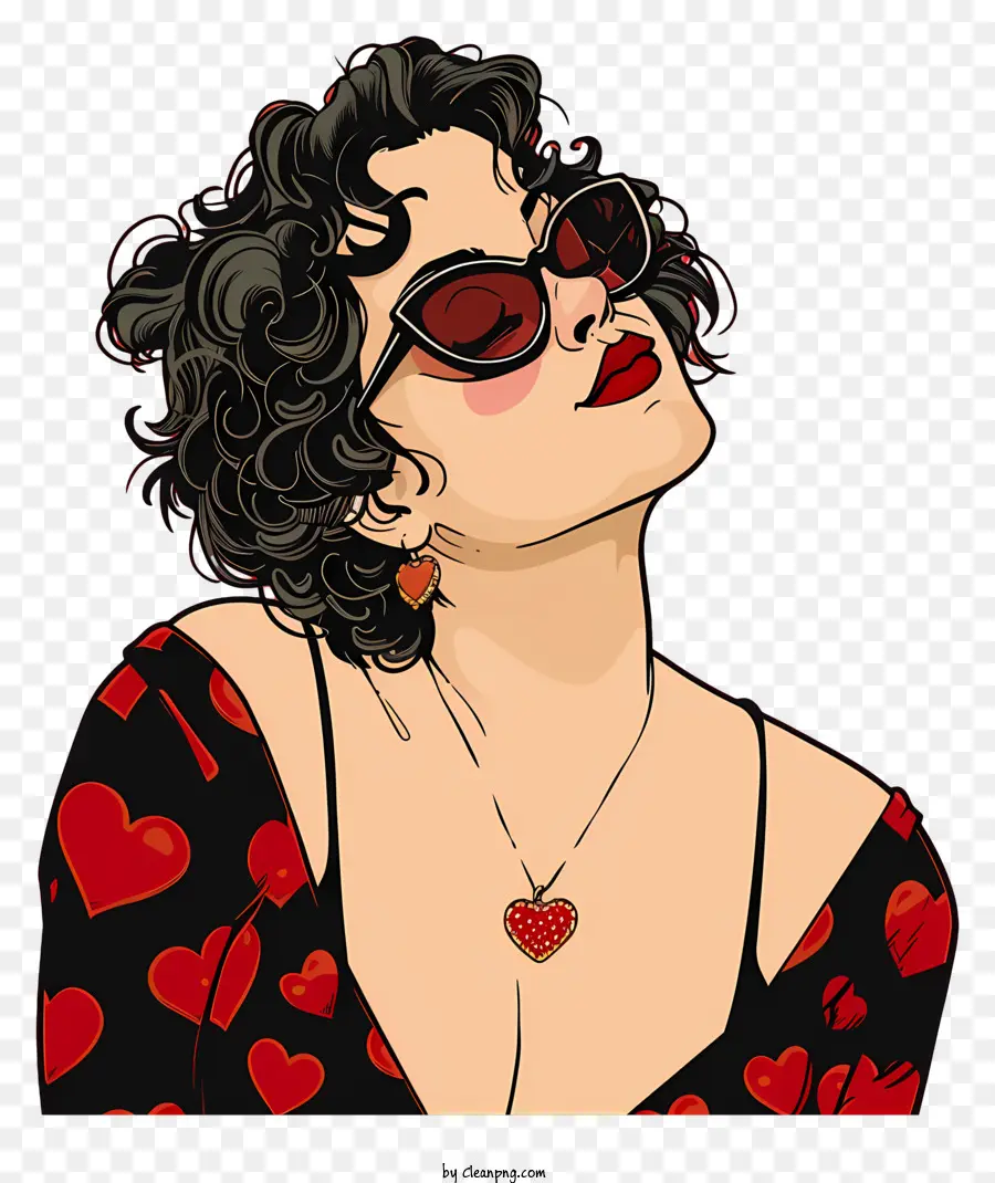 Femme De Mode De Dessin Animé，Femme Avec Des Lunettes De Soleil PNG