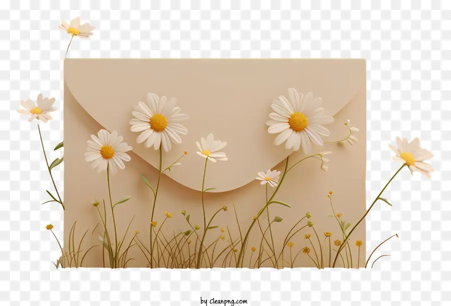 Enveloppe Vide Avec Des Marguerites，Enveloppe PNG