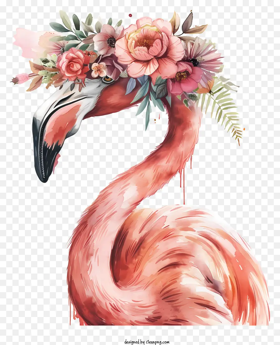 Flamingo Avec Couronne Florale，Flamingo PNG