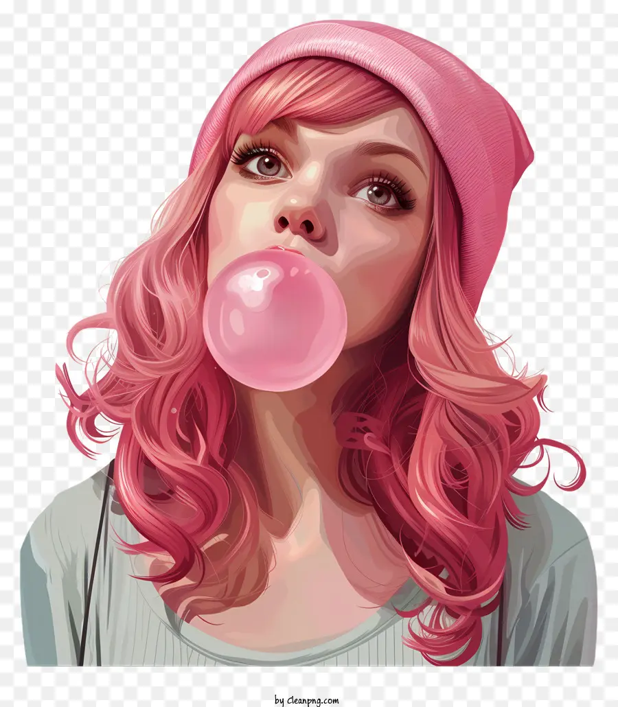 Jour De Bubble Gum，Cheveux Roses PNG