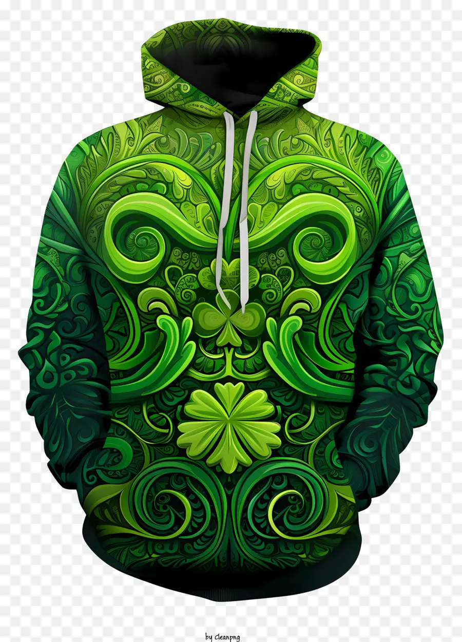 Sweats à Capuche Pour La Saint Patrick，Sweat à Capuche Vert à Motifs PNG