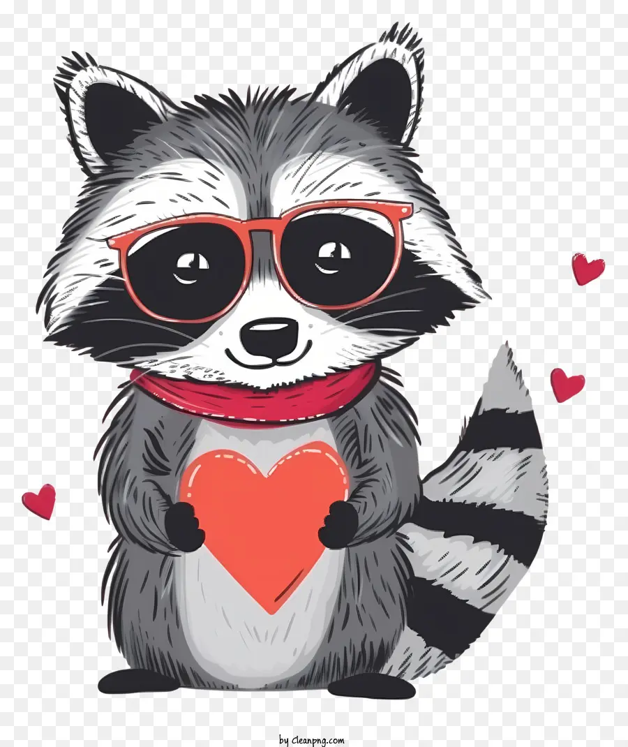 Valentine Raccoon Vector Draw Design，Dessin Animé De Raton Laveur PNG