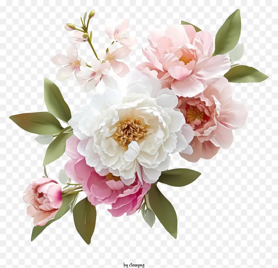 Arrangement Floral élégant Plat，Rose Pivoine PNG