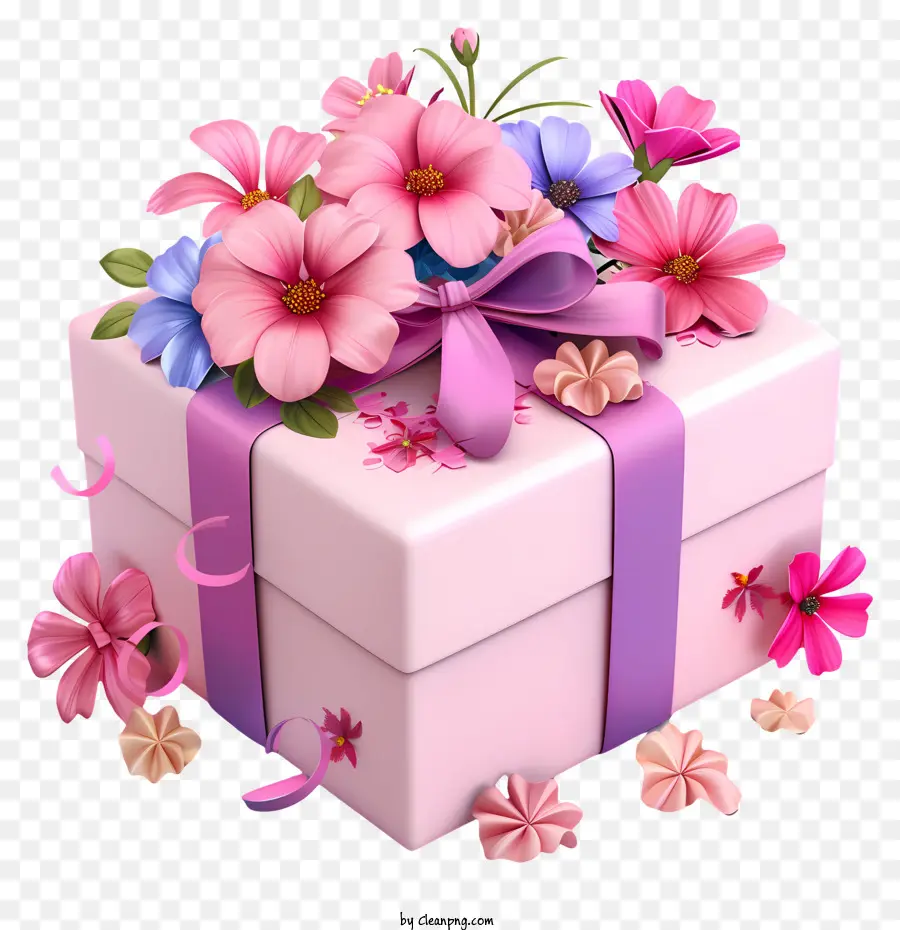 Cadeau De Fleurs D'anniversaire，Boîte Cadeau PNG