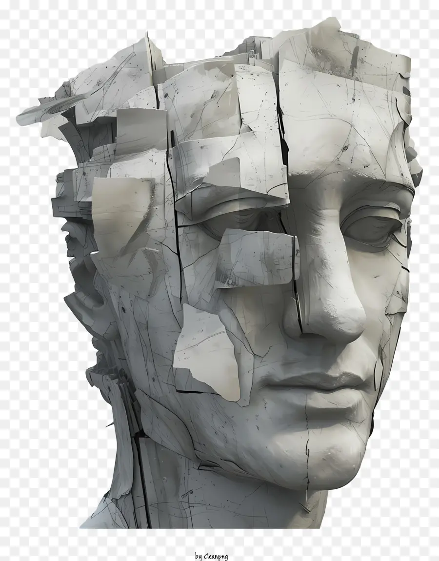 Tête Grecque En Forme De Collage，Sculpture PNG