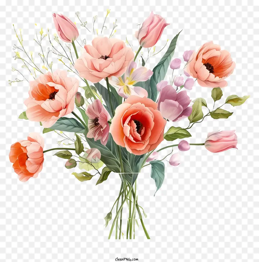 Arrangement Floral élégant Aquarelle，Fleurs PNG