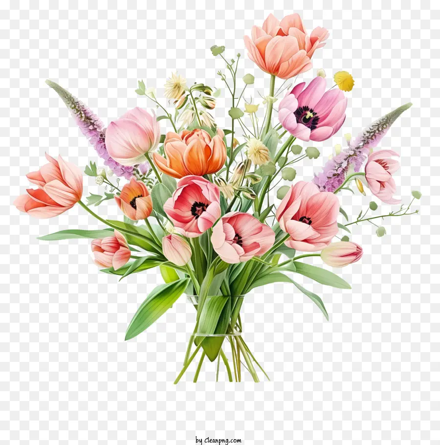 Arrangement Floral élégant Aquarelle，Les Tulipes PNG