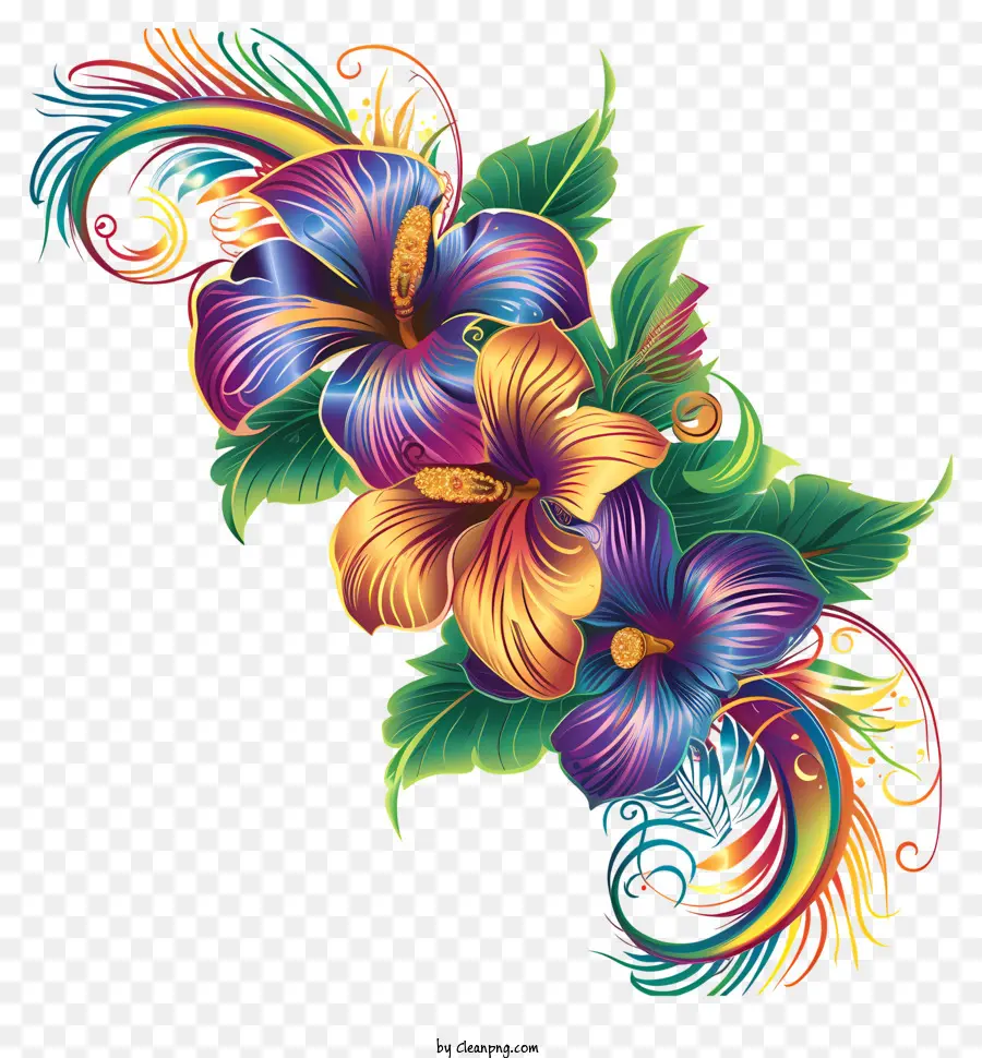 Fleurs De Mardi Gras，Coloré Fleur PNG