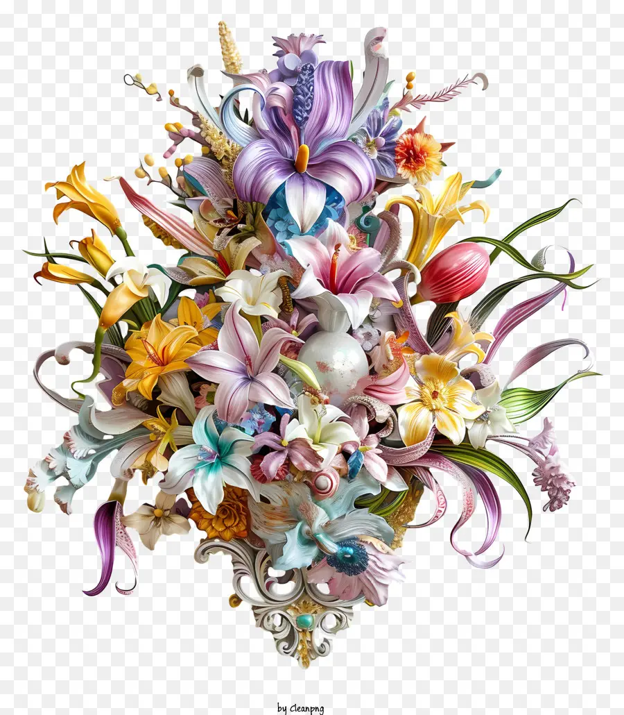 Art Floral Du Mardi Gras，Fleurs Colorées PNG