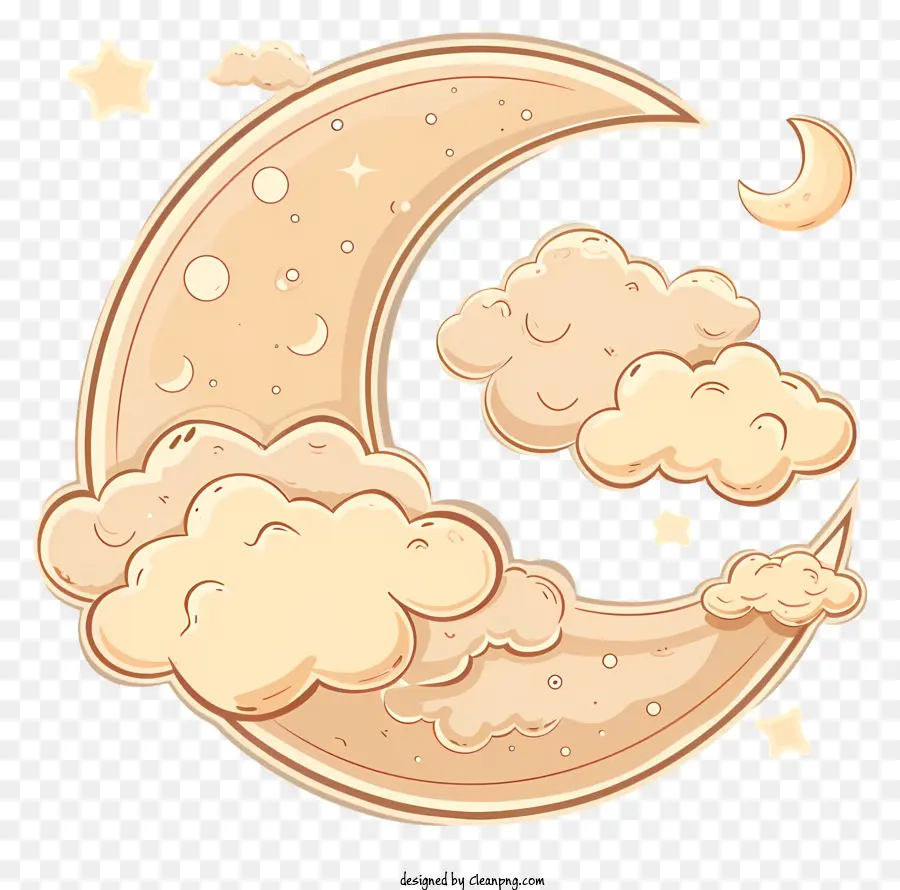 Lune Les Nuages，Croissant De Lune PNG