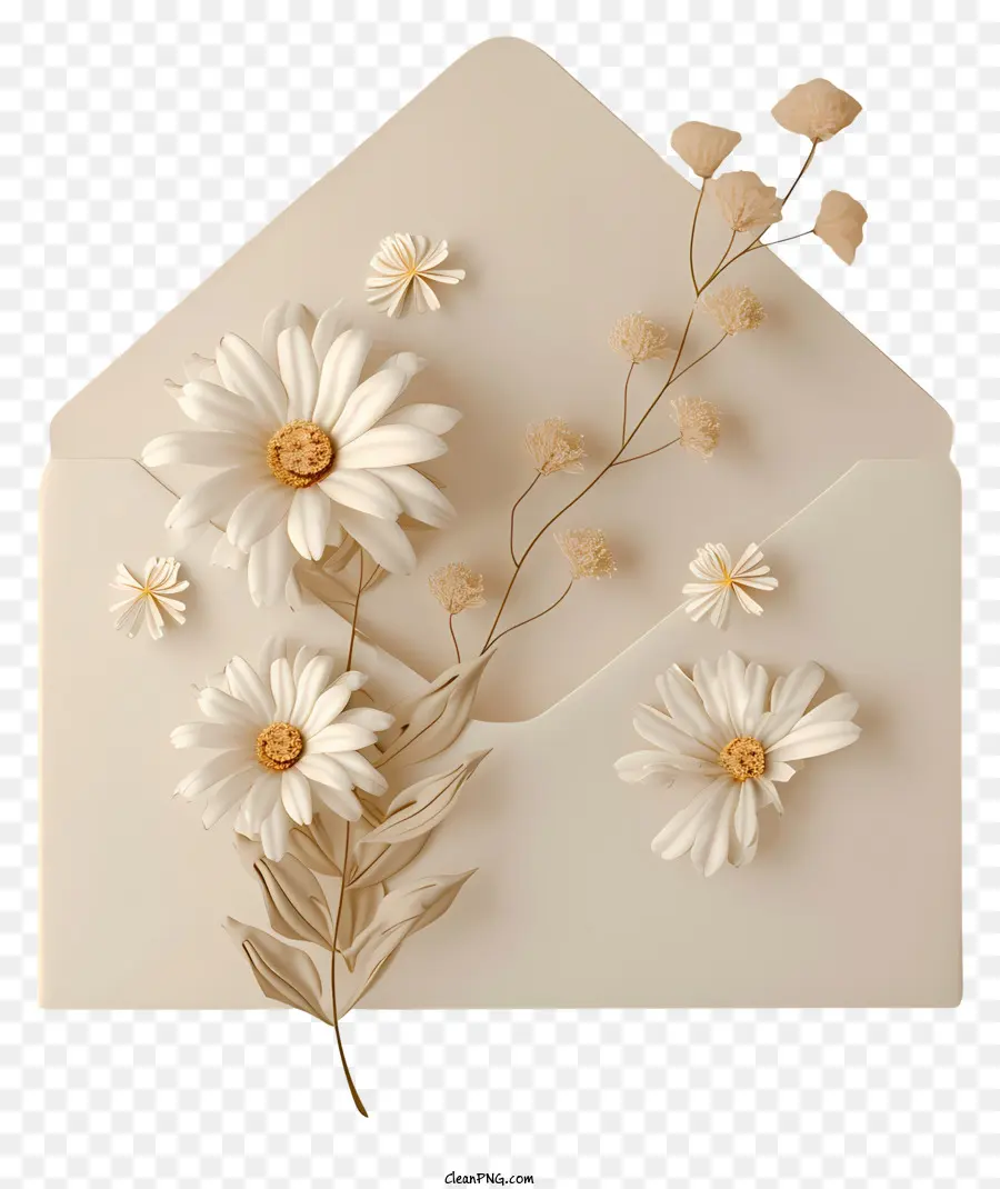 Enveloppe Vide Avec Les Marguerites，Enveloppe PNG