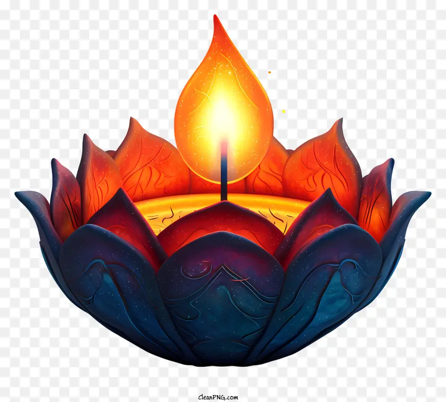 Diwali Lampe，Bougie De Lotus PNG