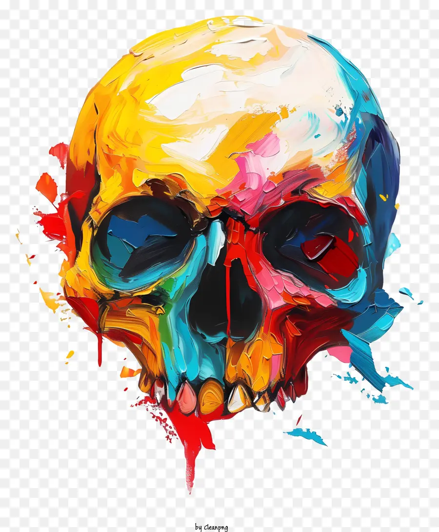 Tête De Mort，Peinture Colorée PNG