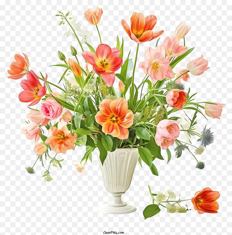 L'arrangement Floral élégant Illustre，Vase PNG