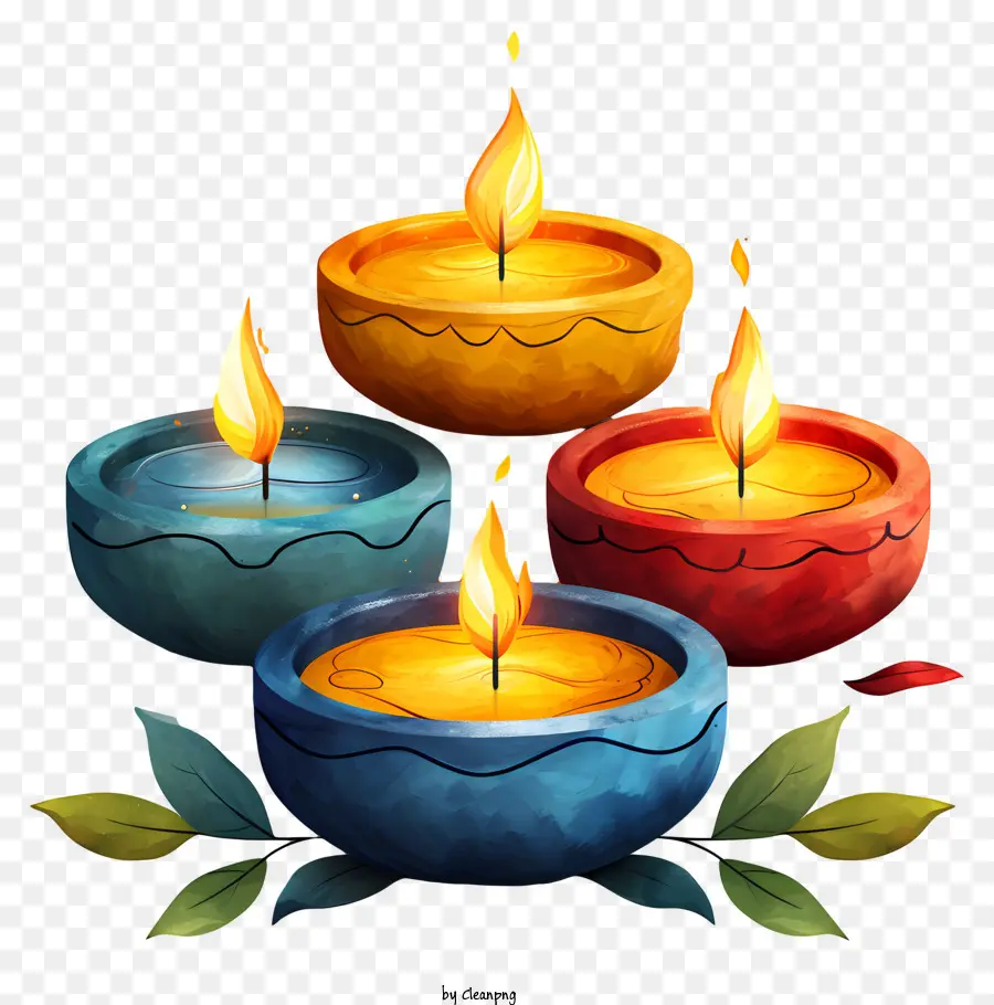 Diwali Lampe，Bougies De Couleur PNG