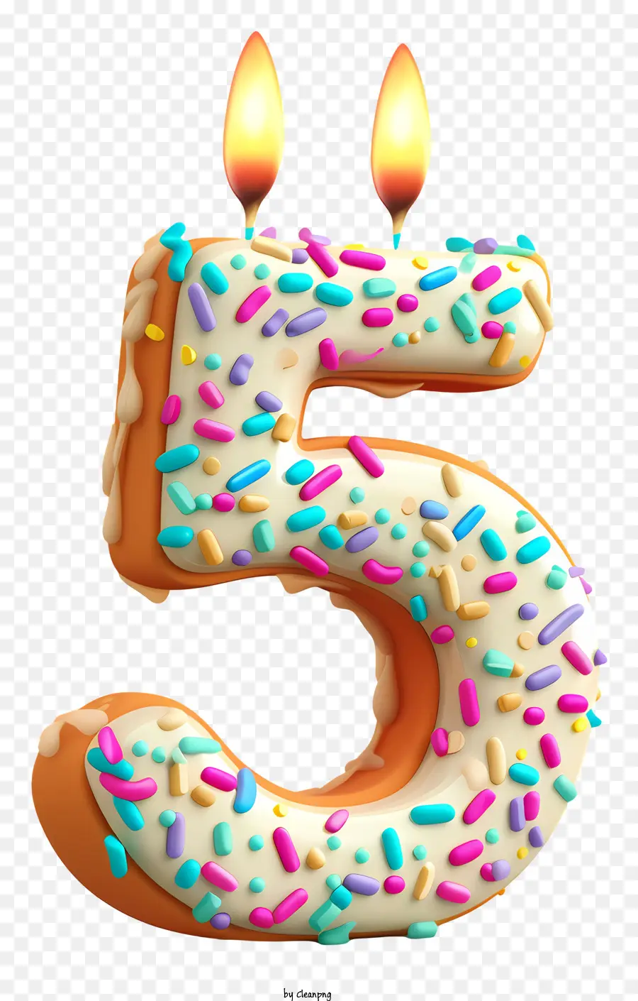 Numéro 5 Bougie D'anniversaire，Gâteau D'anniversaire PNG