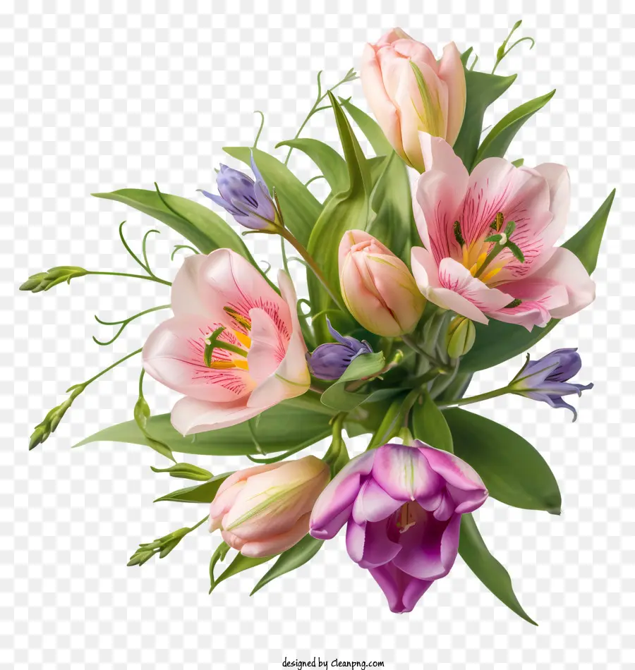 Conception De Vecteur De Disposition Des Fleurs élégante Conception，Tulipes Roses PNG