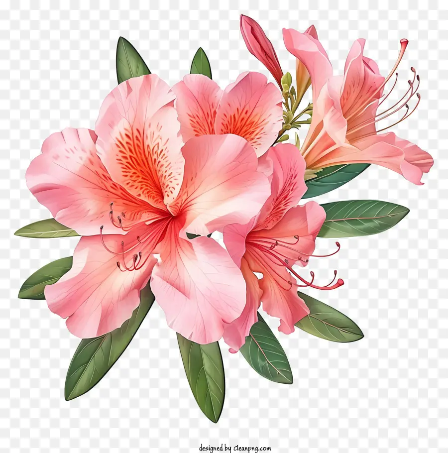 Dans Le Style De L'illustration Romantique，Fleur élégante De L'azalea PNG