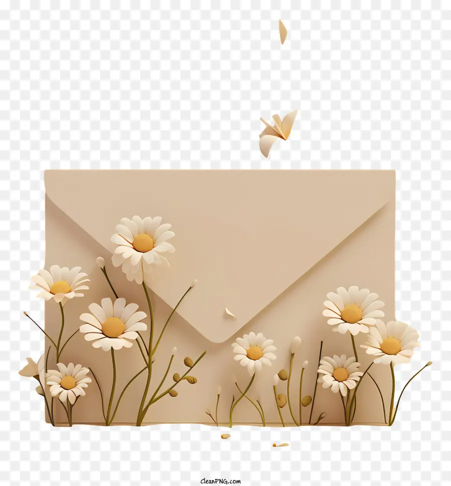 Enveloppe Vide Avec Des Marguerites，Enveloppe Avec Des Fleurs PNG