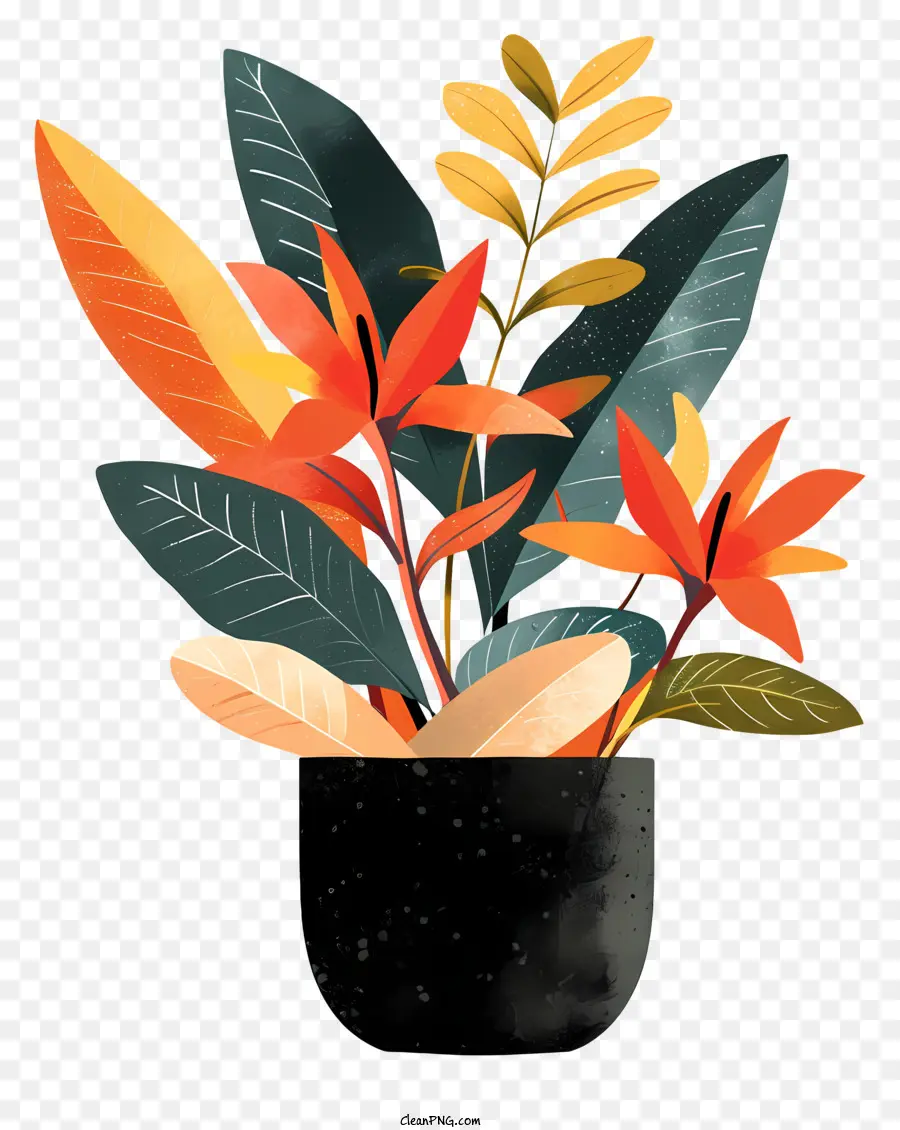 Moderne Pot De Fleur，Illustration Aquarelle PNG