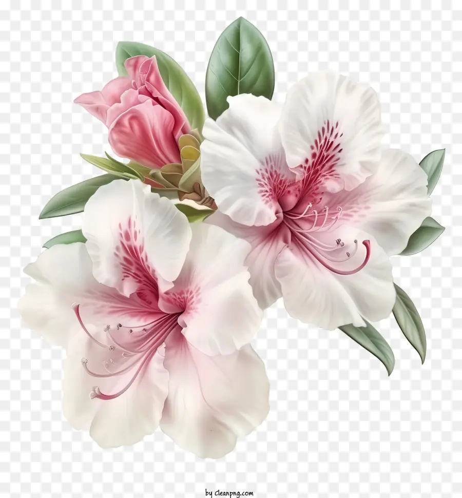 Fleur D'élégante Azalea Réaliste，Des Roses Blanches PNG