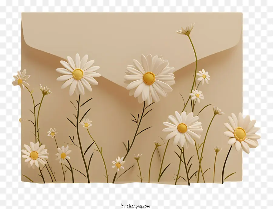 Enveloppe Vide Avec Des Marguerites，Enveloppe PNG