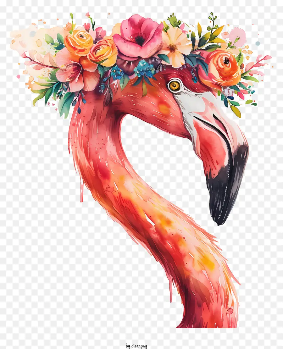Flamingo Avec Couronne Florale，Flamingo PNG