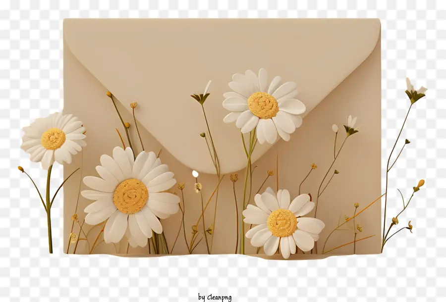 Enveloppe Vide Avec Des Marguerites，Enveloppe PNG