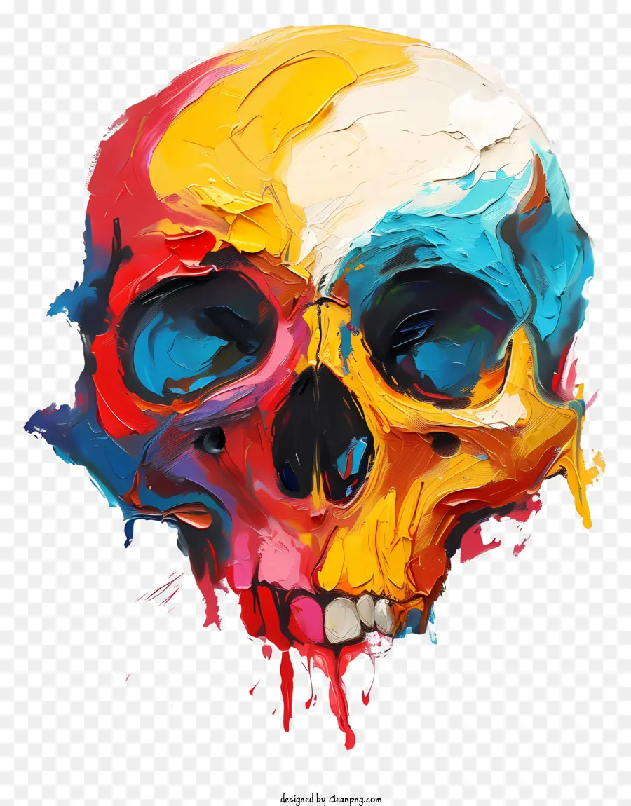Tête De Mort，Peinture De Crâne Colorée PNG