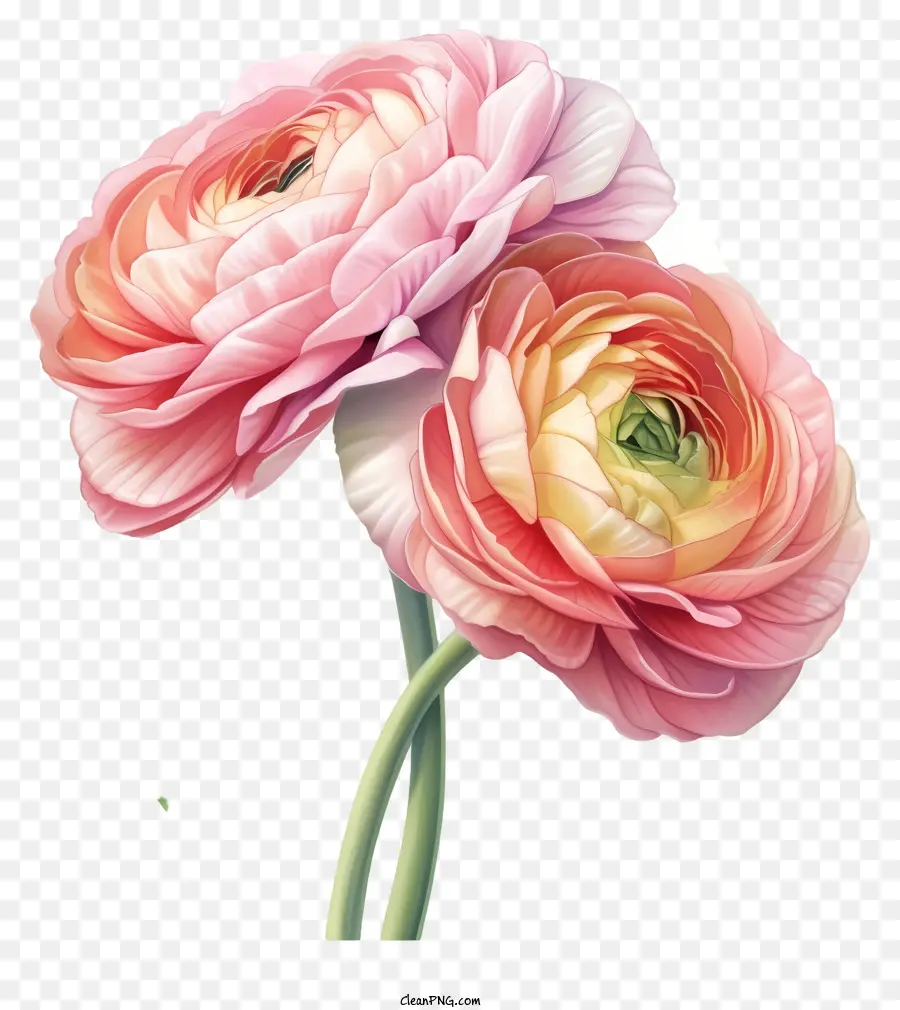 Illustrations Détaillées，Fleur De Ranunculus élégante PNG