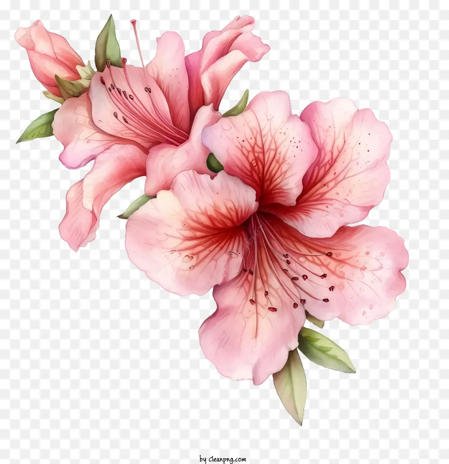 Aquarelle élégante Fleur D'azalea，Peinture PNG