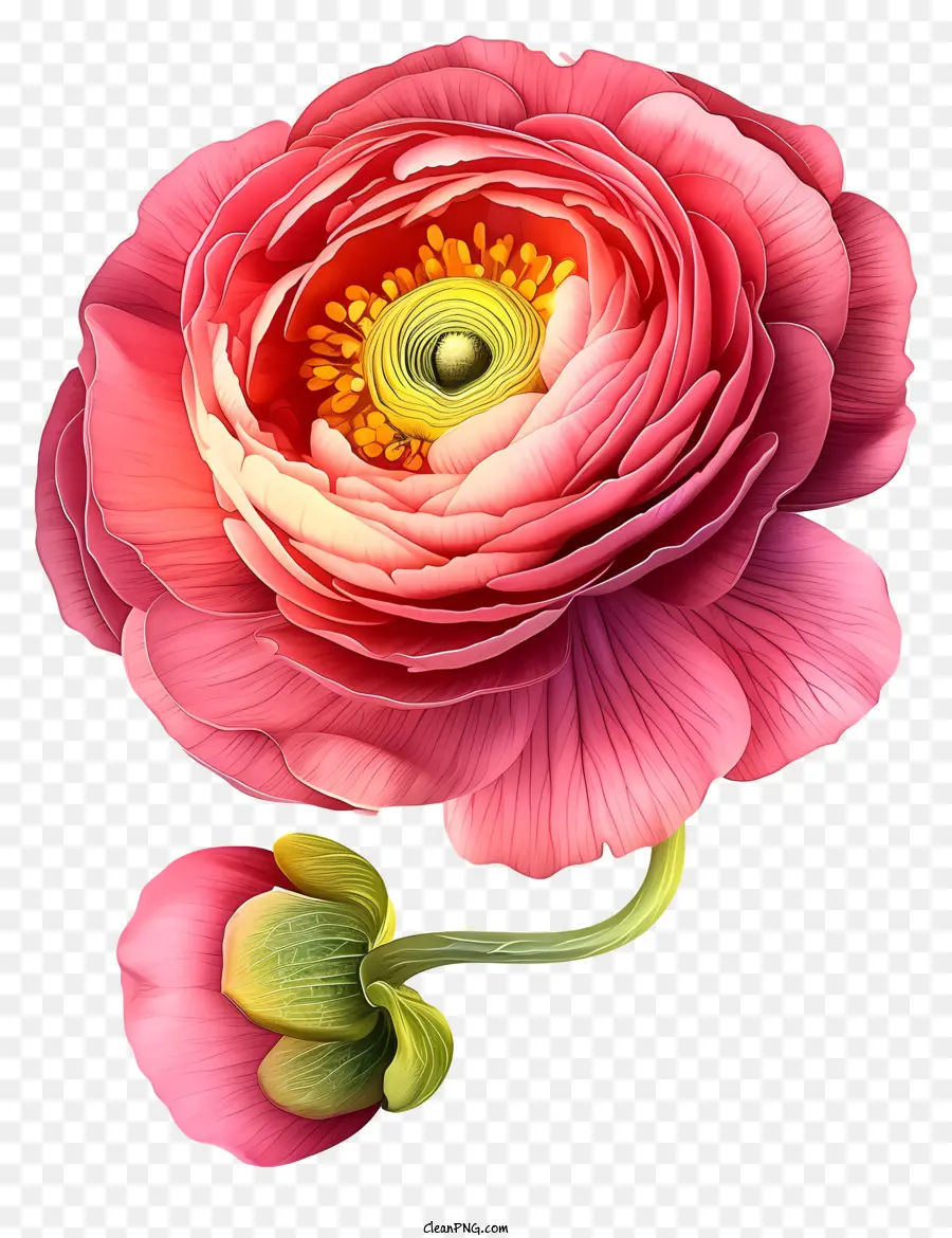 Icône De Fleur De Ranunculus élégante，Fleur Rose PNG