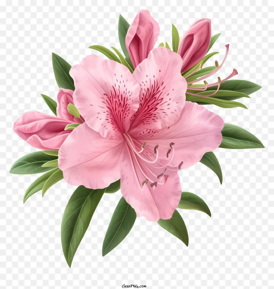 Fleur D'élégante Azalea Réaliste，Fleurs Roses Azalea PNG