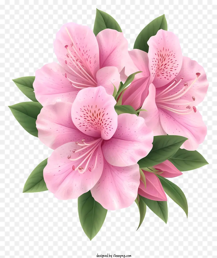 Elegant Azalea Flower Vector 3d，Fleurs Roses PNG