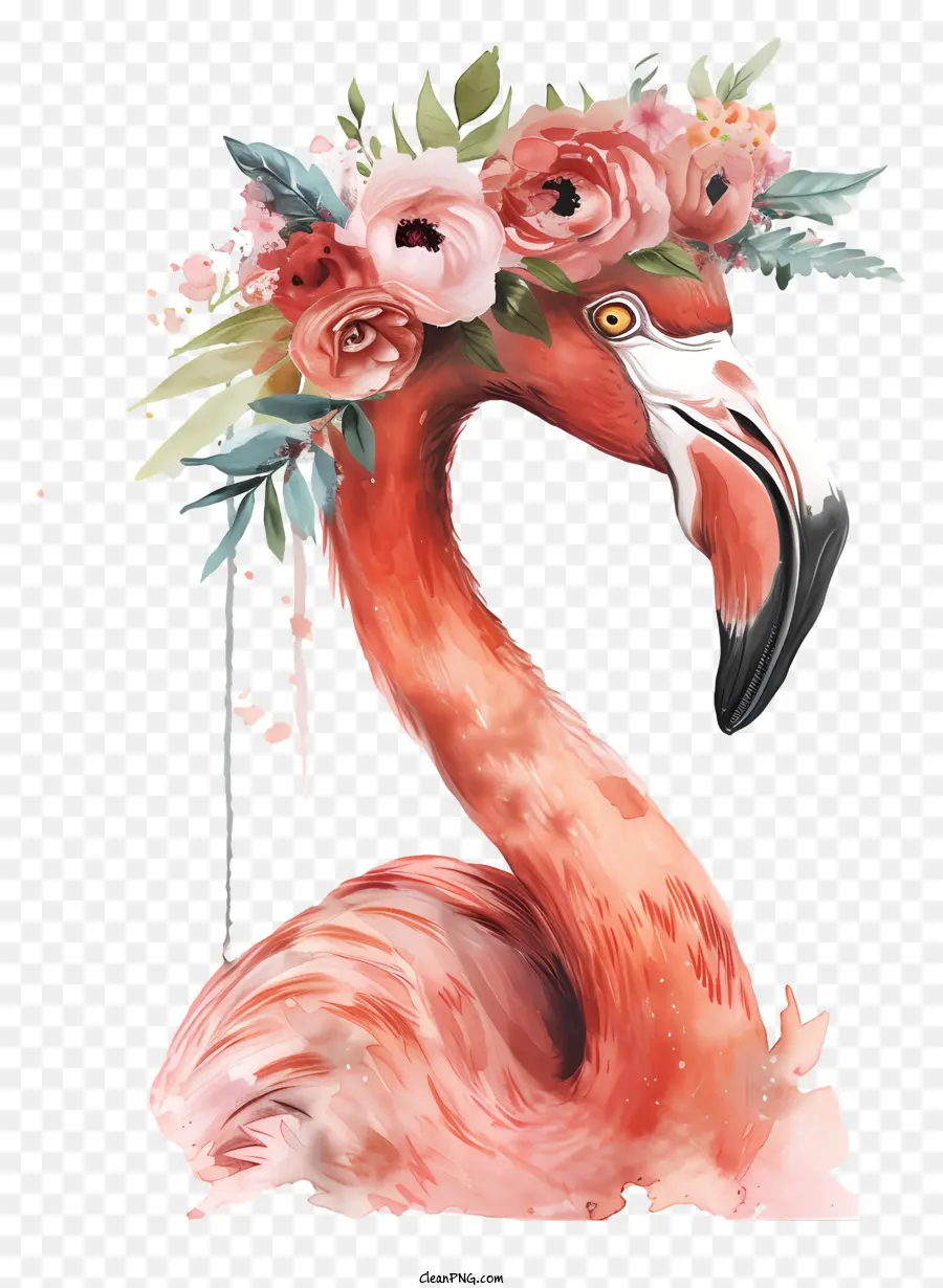 Flamingo Avec Couronne Florale，Flamingo PNG