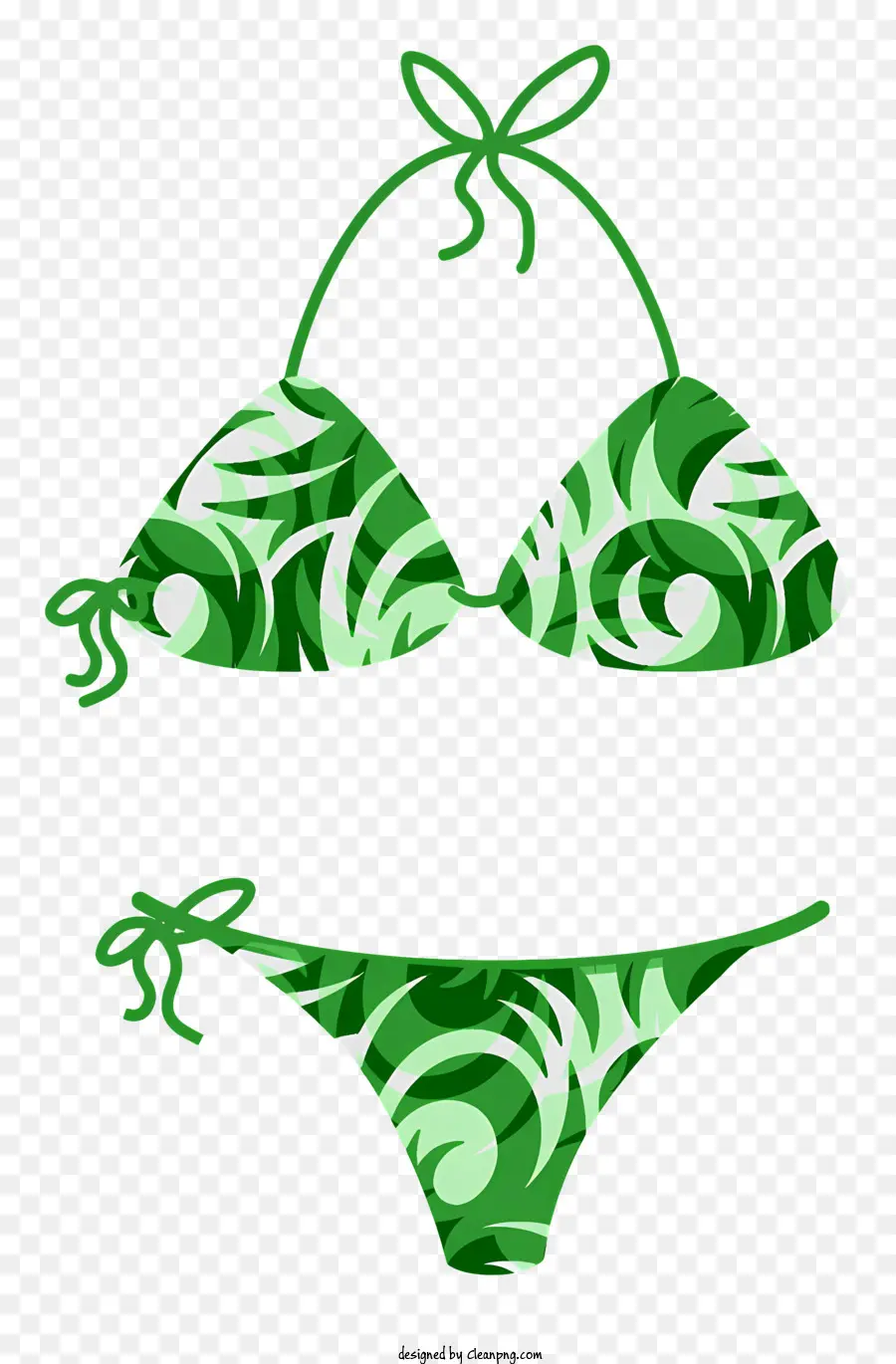 Maillot De Bain，Bikini à Motif Vert PNG